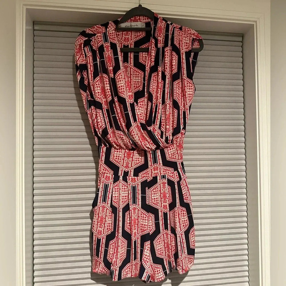 Red, white, and blue patterned romper C-10 - Picture 1 of 4